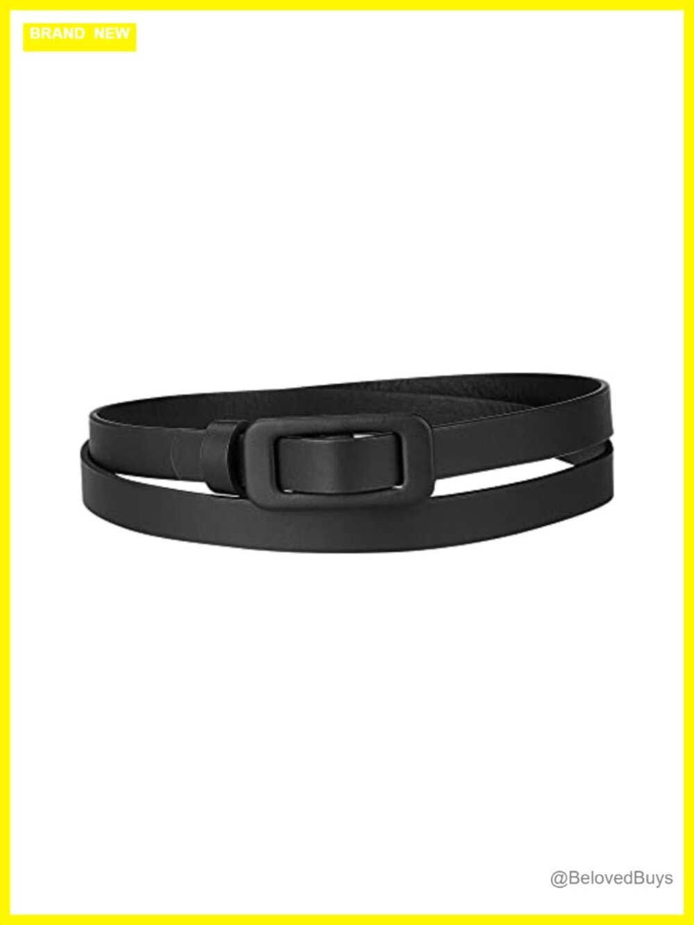 Slim Nonporous Waist Belt with Rectangle Buckle PU Leather Adjustable